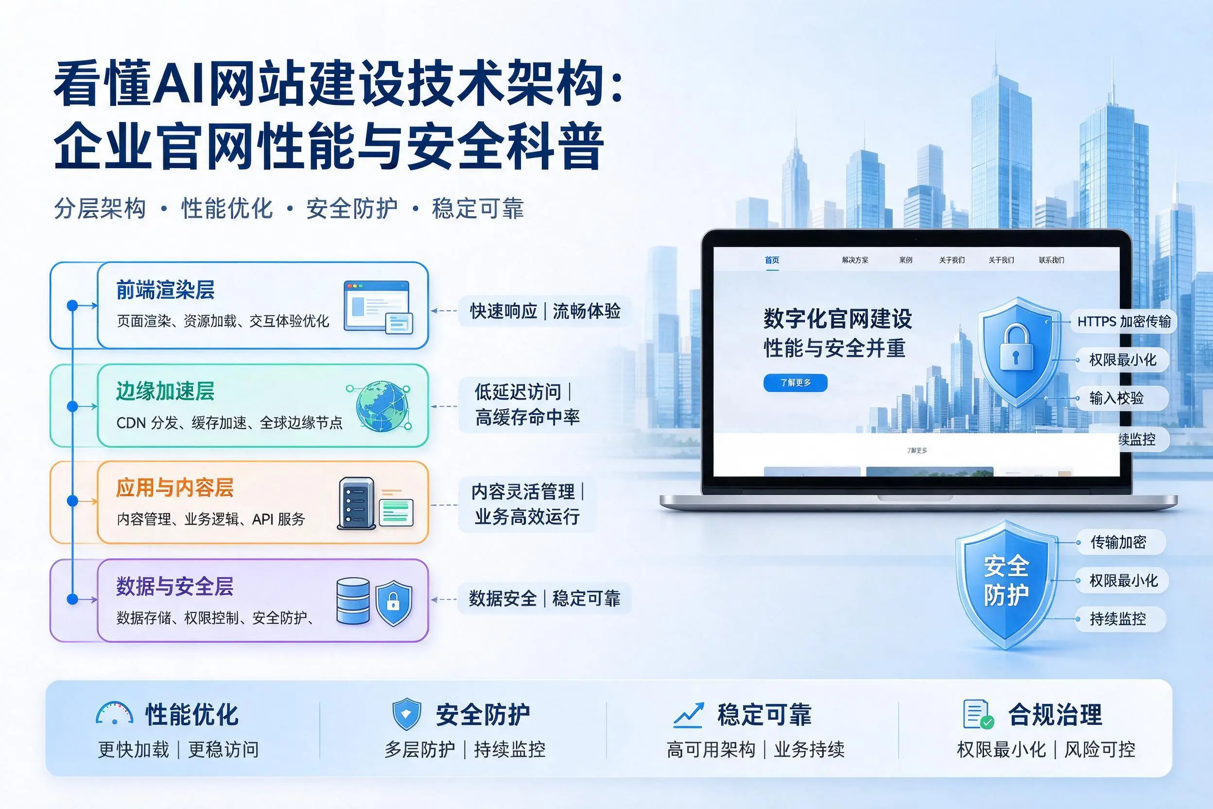 看懂AI网站建设技术架构:辽宁企业官网性能与安全科普