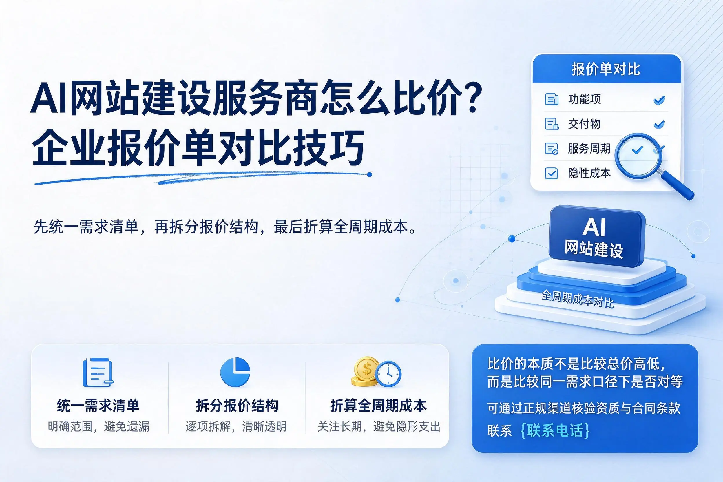 AI网站建设服务商怎么比价?辽宁企业报价单对比技巧