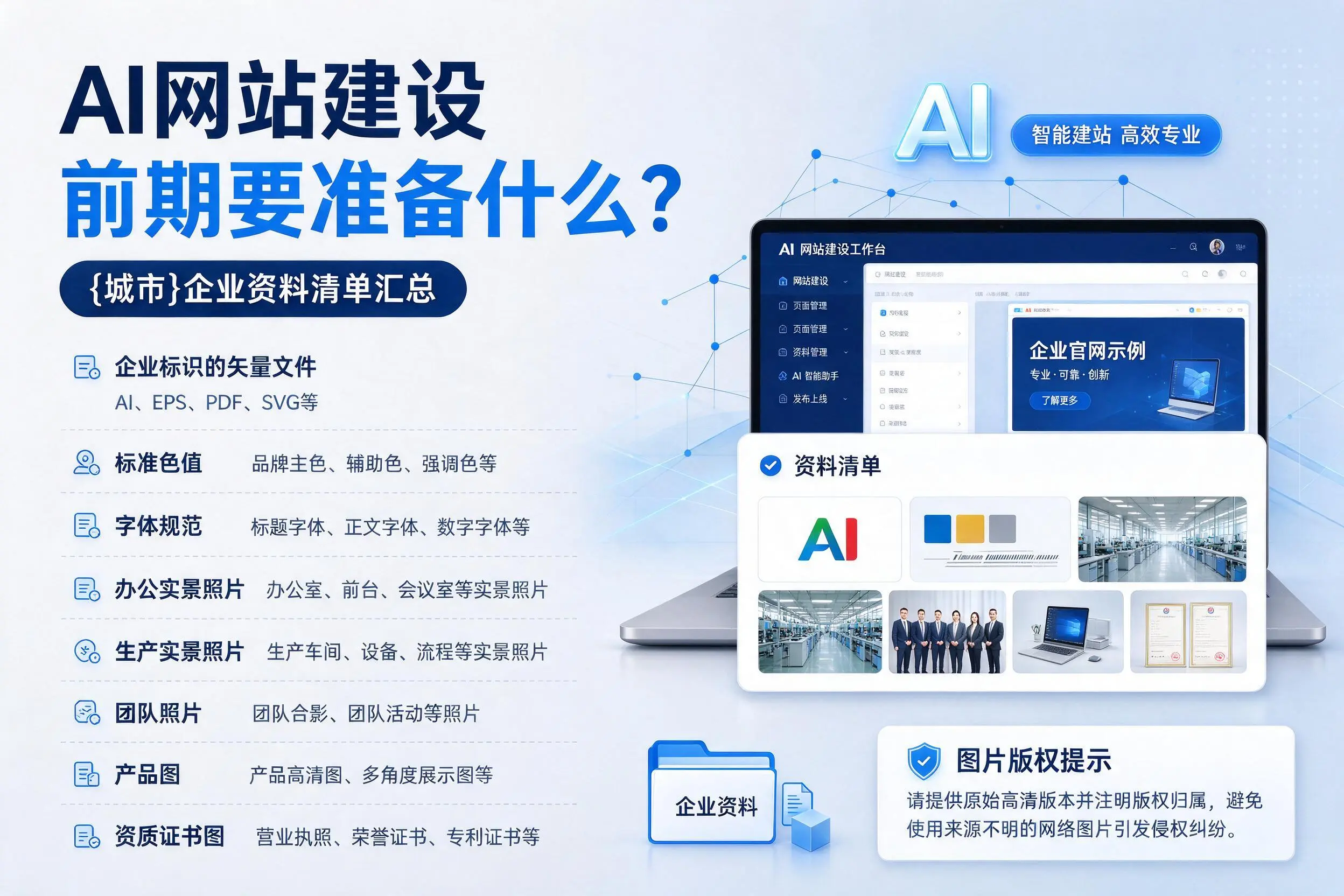 AI网站建设前期要准备什么？辽宁企业资料清单汇总