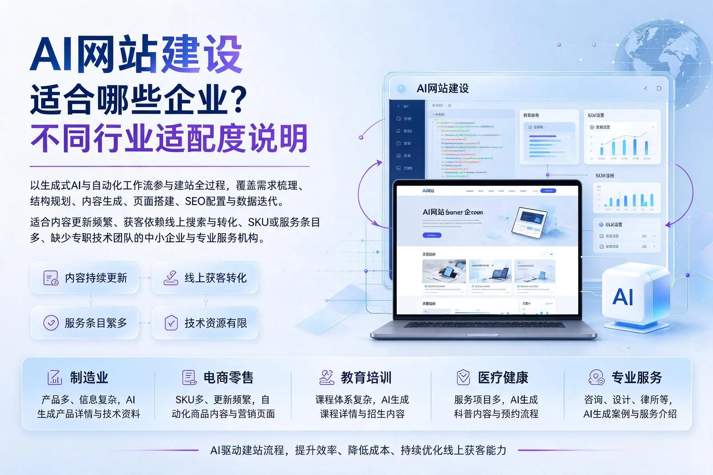 AI网站建设适合哪些企业?辽宁不同行业适配度说明